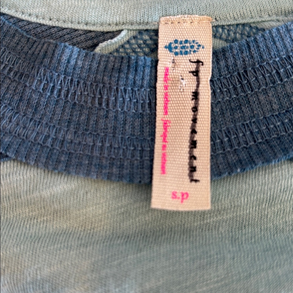 Free People Movement All About It Blue and Mint Green Long Sleeve Top Size Small - Picture 4 of 6